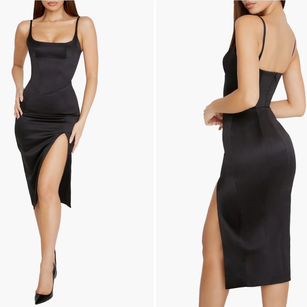 House of CB Casimira Satin Corset Midi Dress